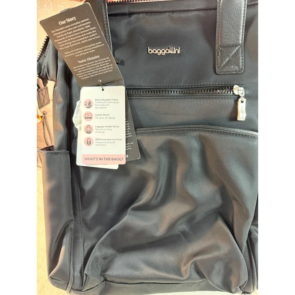 Baggallini Soho Backpack Black Water-Repellent Laptop Bag Travel 15" NWT - Picture 4 of 6